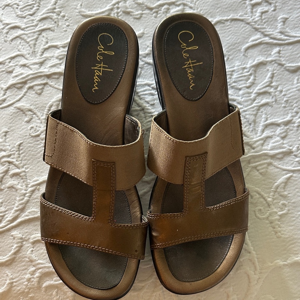 Cole Haan with NikeAir Gold and Tan Sandals